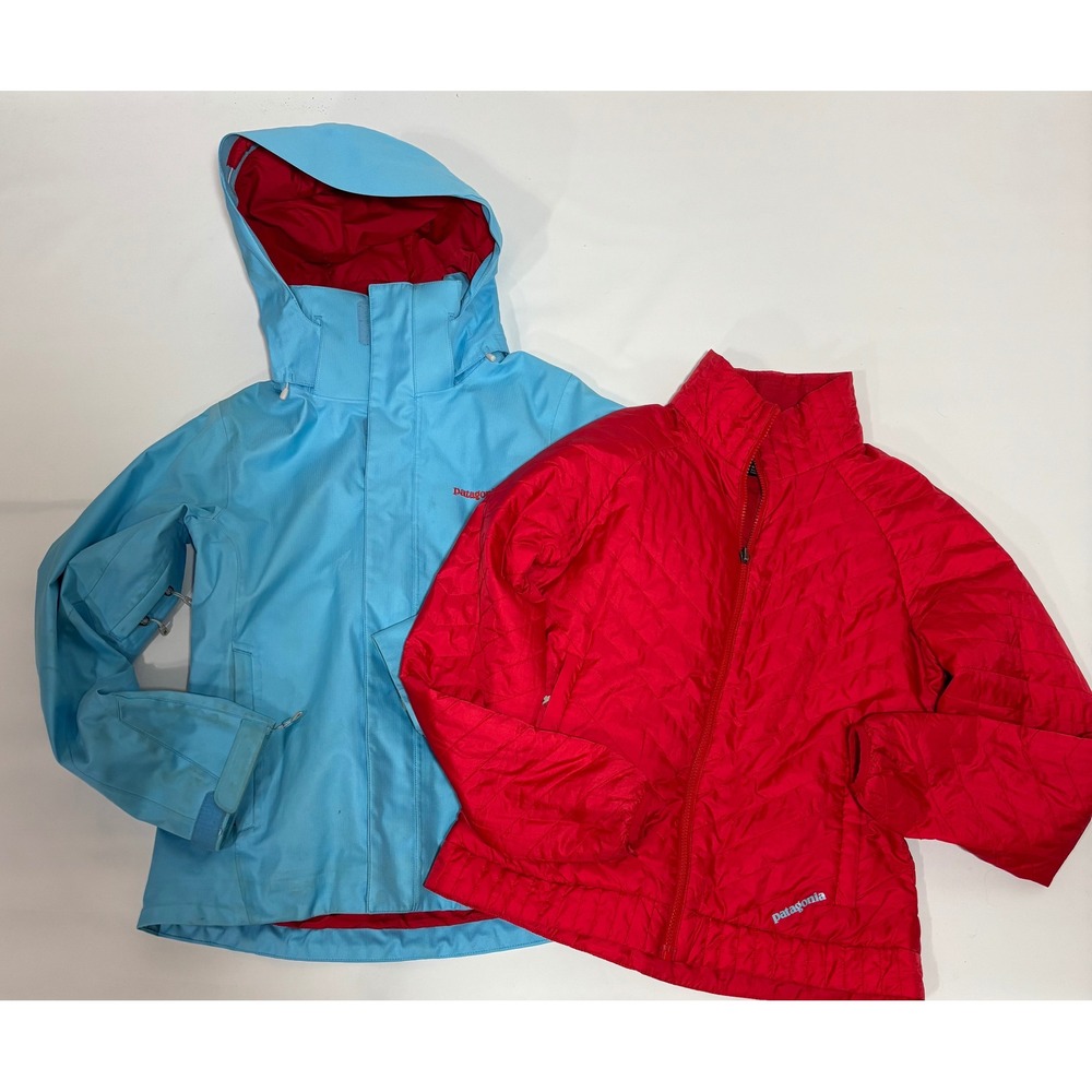 Patagonia Jacket Women Small Blue Red 3-in-1 Snow Ski Shell Puffer Liner Set